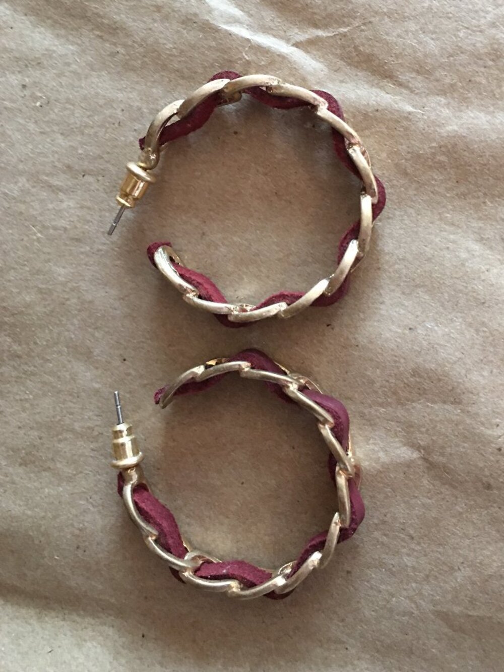 Gold Tone Interwoven Hoop Earrings